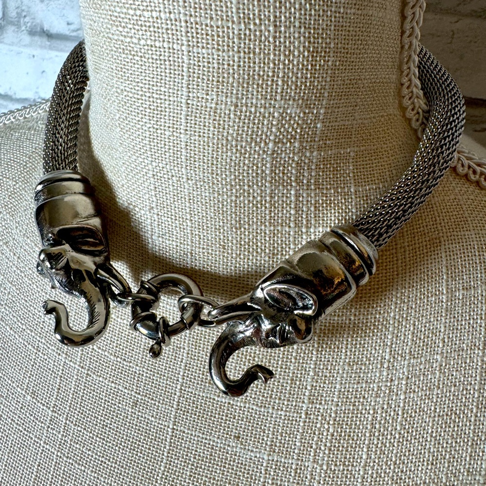 Silver Good Luck Elephant Bracelet Choker